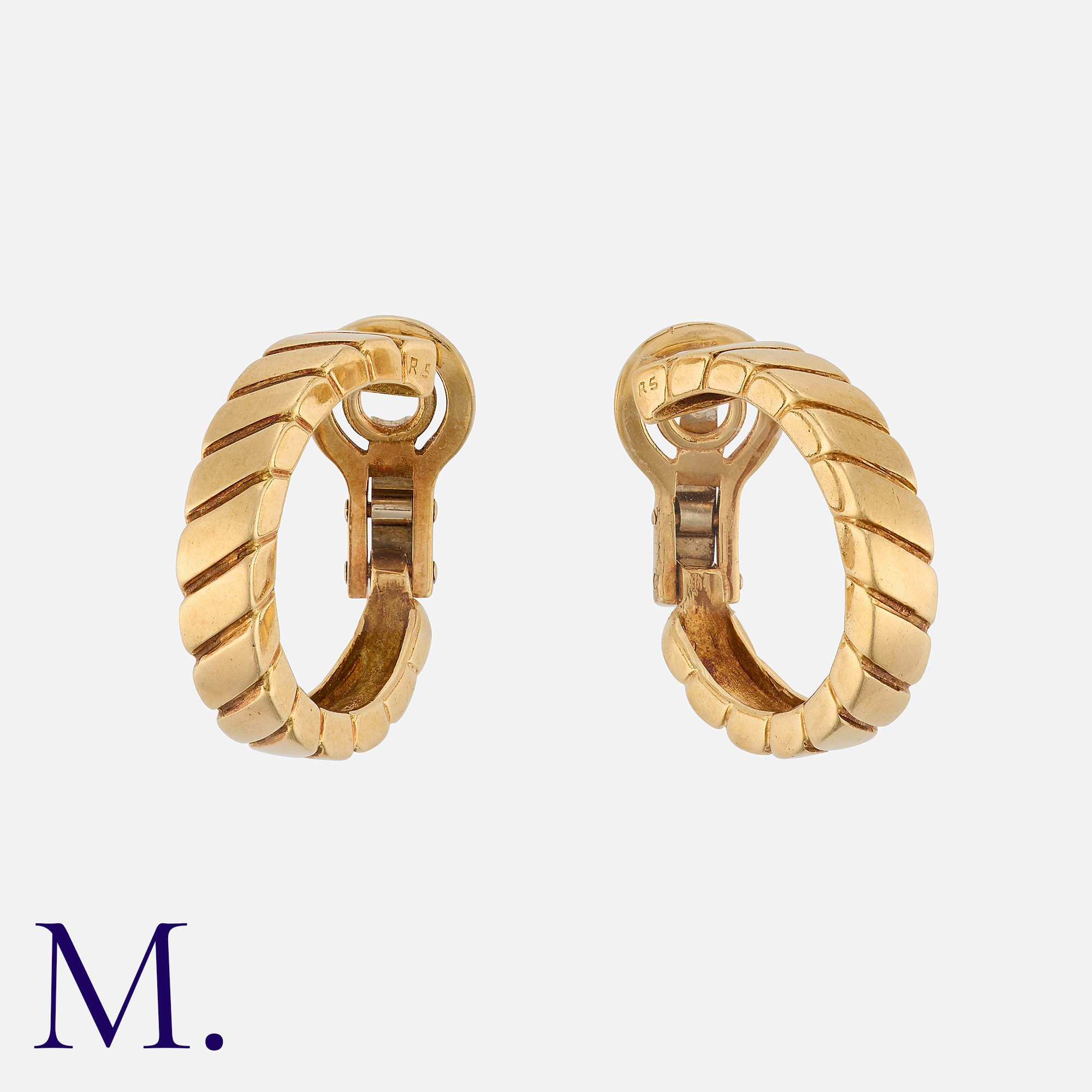 VAN CLEEF & ARPELS. A Pair of Earrings in 18K yellow gold with rope-work design. Signed VCA and
