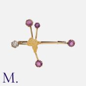A Gem-Set Southern Cross Brooch in yellow gold, with gems-set constellation points. Unmarked;