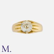 A Diamond Gypsy Ring in 18k yellow gold, set with an old cut diamond of approximately 1.30ct.