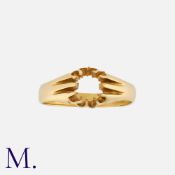 A Gold Ring Mount in 18k yellow gold, the 'gypsy' style mount with a setting of approximately 6.