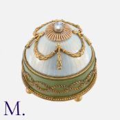 FABERGE. An Enamel, Bowenite And Moonstone Bell Push By workmaster Michael Perkhin, St Petersburg,