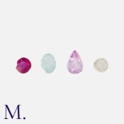 A Set of Gemstones including: 1. a rose cut diamond (0.44ct) 2. a pink sapphire (1.17ct) 3. an