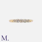 A Diamond 5-Stone Ring in yellow gold, set with five old cut diamonds of graduating size (total