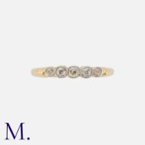 A Diamond 5-Stone Ring in yellow gold, set with five old cut diamonds of graduating size (total