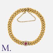 A Burmese Ruby And Diamond Bracelet in 18 carat yellow gold, comprising a series of interlocking