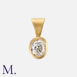 An Old Cut Diamond Pendant in yellow gold, set with an old cut diamond weighing approx. 0.60ct.