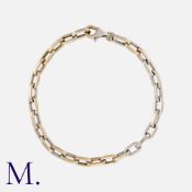 A Gold Bracelet in 18k white gold, comprising a series of interlocking elongated belcher links,