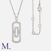 BULGARI. A Diamond Parentesi Pendant and Chain in 18K white gold, the pendant in the Parentesi motif