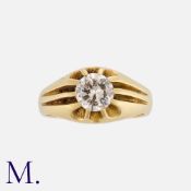 A Diamond Gypsy Ring in 18k yellow gold, set with a round brilliant cut diamond of approximately 1.