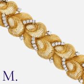 A Diamond Bracelet in 18k yellow gold, comprising a series of interlocking rope and wirework