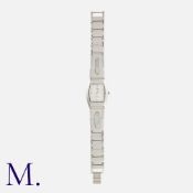 IQ Wristwatch in stainless steel, the white dial with Roman numeral and dot indices. Signed IQ,