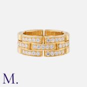 CARTIER, A Diamond Maillon Panthere Ring in 18k yellow gold, the 'brick' link design with seven