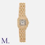 CARTIER, A Diamond Set Panthere Wristwatch Ref. 10702 in 18k yellow gold. Set throughout with