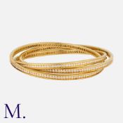 CARTIER, A Diamond 'Trinity' Bangle in 18k yellow gold, comprises of three interlocking gold