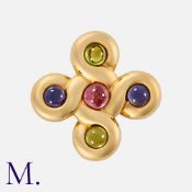CHANEL. A Gemstone Pendant in 18K yellow gold, set with five coloured cabochon gemstones in a Celtic