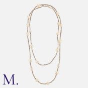 A Pearl and Diamond Sautoir Necklace, set with approximately 110.0-120.0 carats of faceted diamond