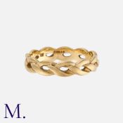 A Gold Band in 9k yellow gold, of plaited motif. Marked 375 for 9 carat gold. Size: L Weight: 2.2g.