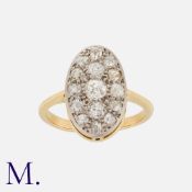 An Old Cut Diamond Ring in 18k yellow gold, of oval form, set with old cut diamonds totalling