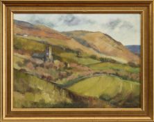 * SHEILA DEWSBURY (BRITISH b. 1944), CHURCH IN A LANDSCAPE