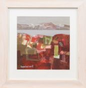 * MARGARETANN BENNETT RSW (SCOTTISH b. 1968), LANDSCAPE IN REDS