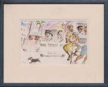 * JOHN JOHNSTONE SSA (SCOTTISH b. 1941), STREET SCENE, KINGSTON, JAMAICA