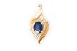 SAPPHIRE AND DIAMOND PENDANT,
