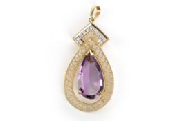 AMETHYST AND DIAMOND PENDANT, 20TH CENTURY