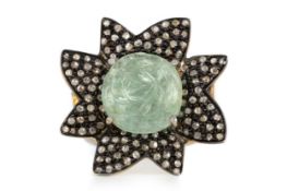 AQUAMARINE FLOWER RING,