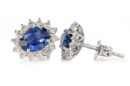 PAIR OF SAPPHIRE AND DIAMOND STUD EARRINGS,