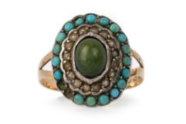 VICTORIAN PEARL AND TURQUOISE RING, LATE 19TH CENTURY