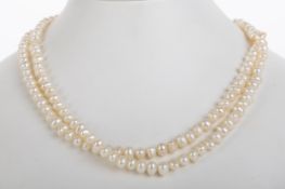 TWO CULTURED PEARL NECKLACES,