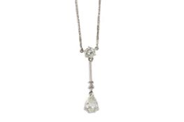 DIAMOND TWO STONE NECKLACE,