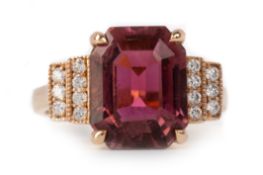 CERTIFICATED TOURMALINE AND DIAMOND RING,