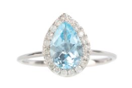 TOPAZ AND DIAMOND CLUSTER RING,