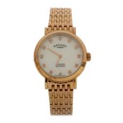 ROTARY WINDSOR DIAMOND, ROSE GOLD PLATED QUARTZ WRIST WATCH