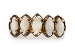 OPAL FIVE STONE RING, EARLY 20TH CENTURY