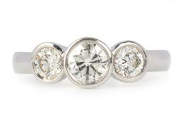 CERTIFICATED DIAMOND THREE STONE RING,
