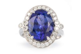 TANZANITE AND DIAMOND RING,