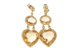 PAIR OF CITRINE AND GOLD EARRINGS, 20TH CENTURY