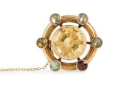 GEM SET PLAID BROOCH,