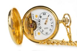 HEBDOMAS BERNEX GOLD PLATED POCKET WATCH,