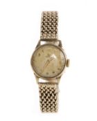 OMEGA, NINE CARAT GOLD MANUAL WIND WRIST WATCH