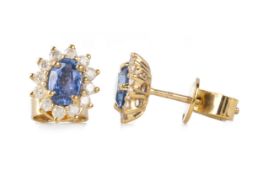 PAIR OF SAPPHIRE AND DIAMOND EARRINGS,