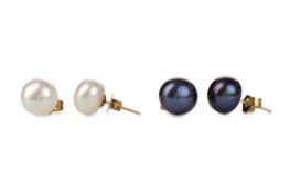 TWO PAIRS OF PEARL STUD EARRINGS,