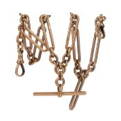 VICTORIAN LONG LINK ROSE GOLD ALBERT, LATE 19TH CENTURY