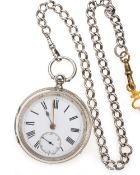 VICTORIAN SILVER CASED KEY WIND POCKET WATCH LONDON 1887