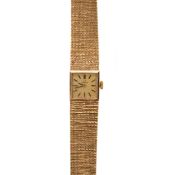 OMEGA, NINE CARAT GOLD MANUAL WIND WRIST WATCH