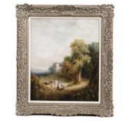 ANNA RADCLIFFE (BRITISH 19TH CENTURY), FIGURES AND CASTLE