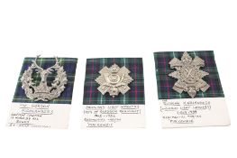 THREE CAP BADGES, GORDON HIGHLANDERS, GLASGOW HIGHLANDERS AND HIGHLAND LIGHT INFANTRY,