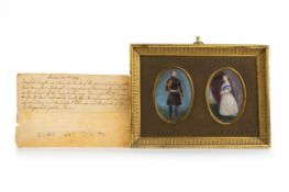 FINE EARLY VICTORIAN PORTRAIT MINIATURE DIPTYCH, CIRCA 1854